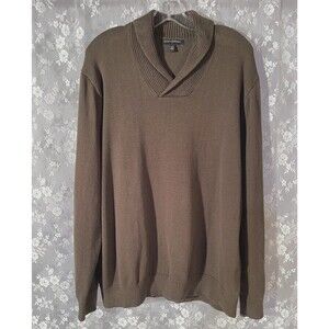 Banana Republic Factory Mens XL Brown Cotton Shawl Collar Sweater Pullover